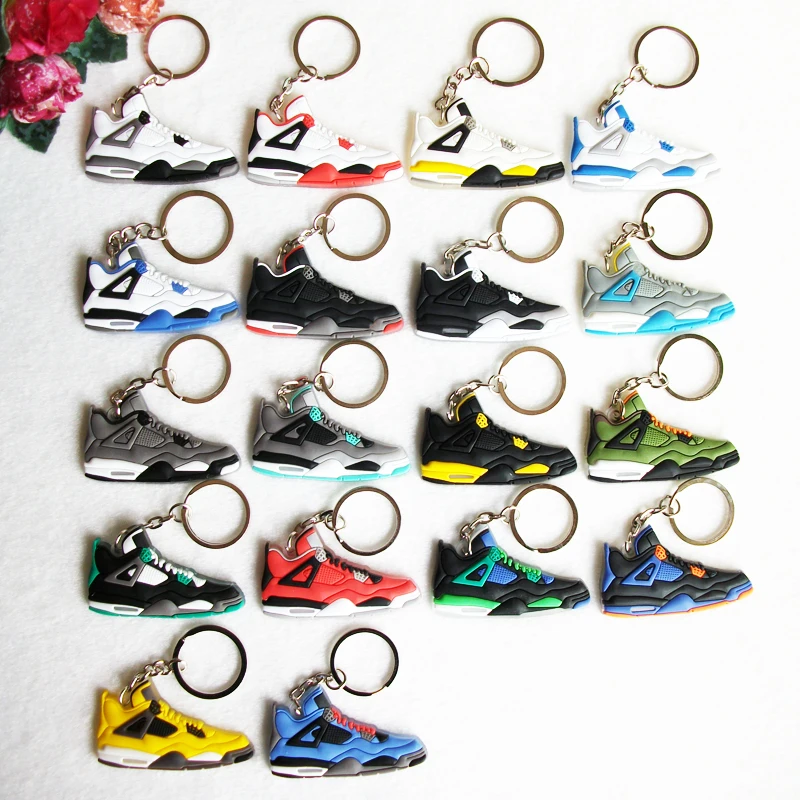 

Mini Silicone Sneaker Jordan 4 Keychain Key Chain Shoes Car Key Holder Woman Men Bag Charm Accessories Key Rings Pendant Gifts