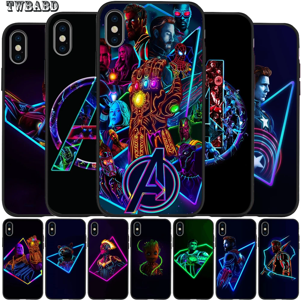 

Marvel Avengers Iron Man Thanos Thor Luxury Case For Cover iPhone X Case 5 5S 6 6S 7 8 Plus X XS Max XR for Funda iPhone7 Case