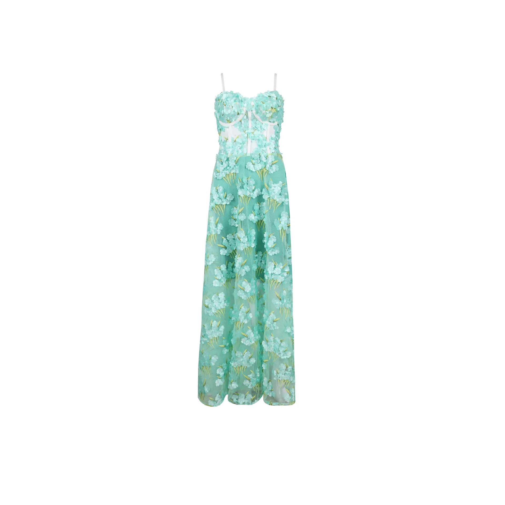 Spaghetti Strap Backless Floral Elegant Dress Sexy Women Sleeveless Embroidery Night Club Body con Party Dresses Wholesale