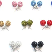 10 мм смешанные цвета на выбор хрустальные бусины посеребренные серьги-гвоздики много женщин подарок ювелирные изделия
