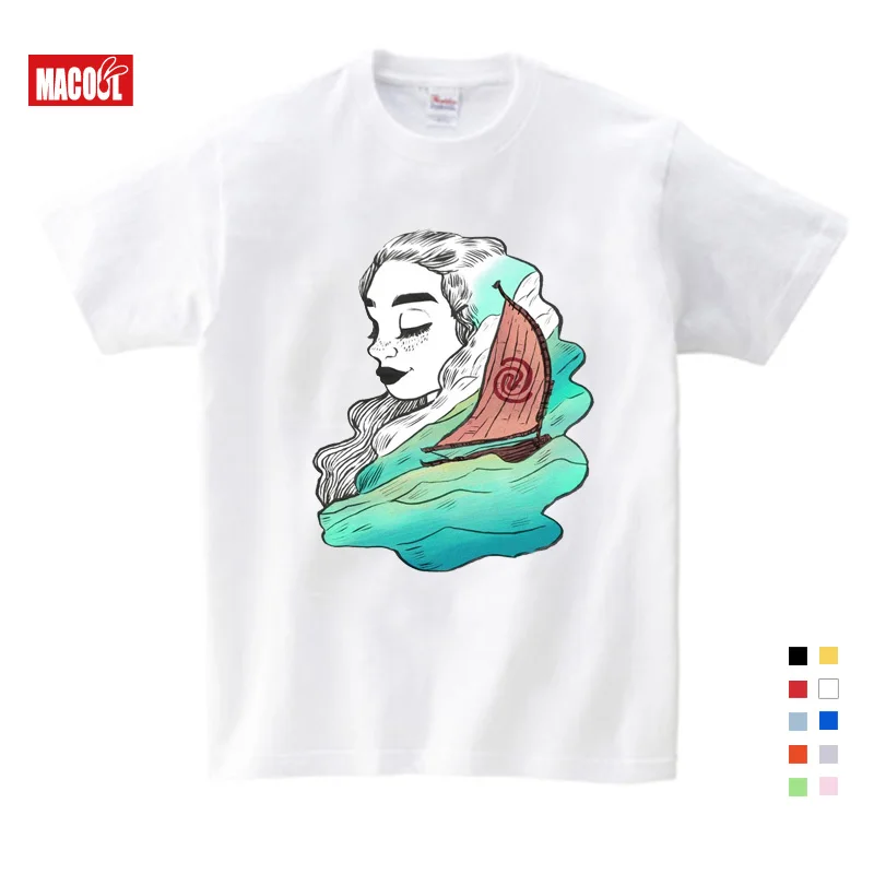 2019 New Boys Girls T-shirt Kids Tees Baby Girl Shirts Cartoon Moana Ocean Romance Children Short Sleeve Vaiana T Shirt Tops