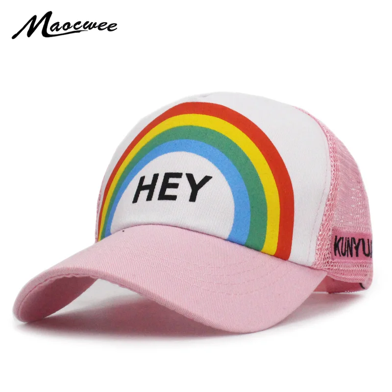 New Fashion Girl Baby baseball Cap Rainbow Hat Letter Embroidery HEY