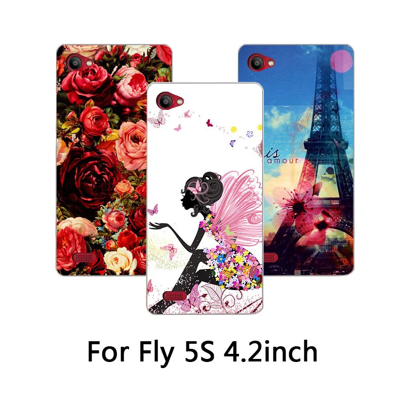 

New Arrival Painting Protective Soft TPU Colored Printed Phone Cases For Fly 5S Silicone cover For Fly 5S 4.2inch back case