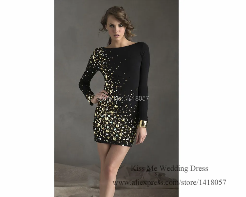 2015 elegant women black short christmas cocktail party dress v back long sleeve crystal dresses of party vestido de coctel in cocktail dresses from - Christmas Cocktail Dresses 2015 elegant women black short christmas cocktail party dress v back long sleeve crystal dresses of party vestido de coctel in cocktail dresses from - Christmas Cocktail Dresses