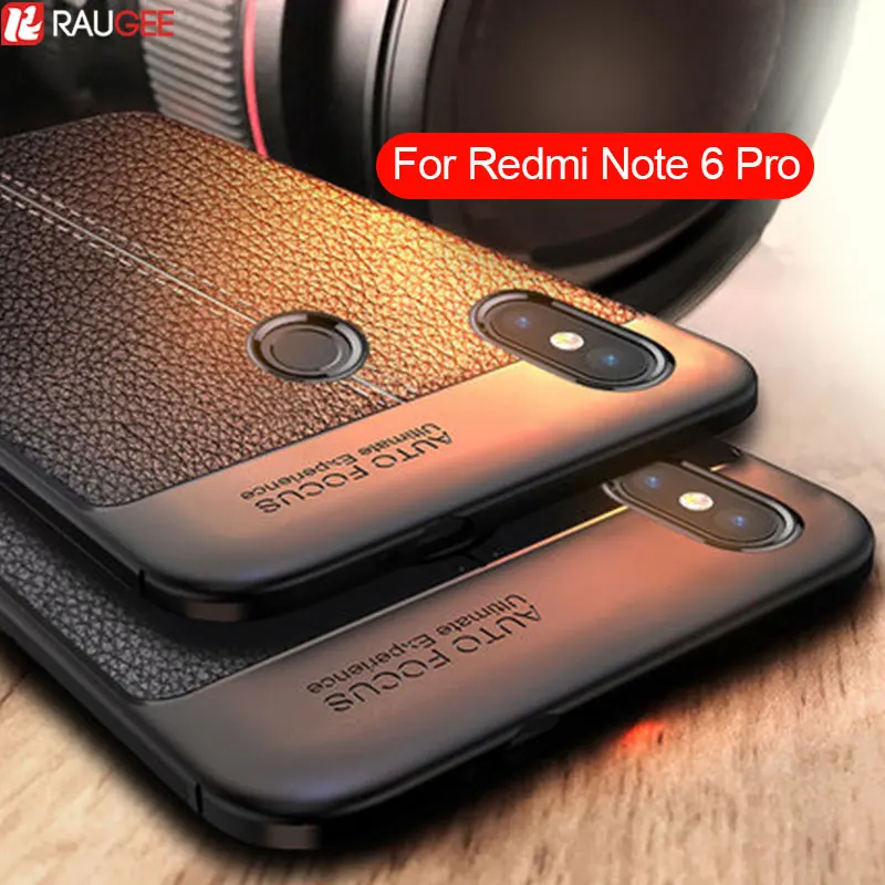 Bumper Case For Redmi Note 6 Pro Case Back Cover Leather Texture