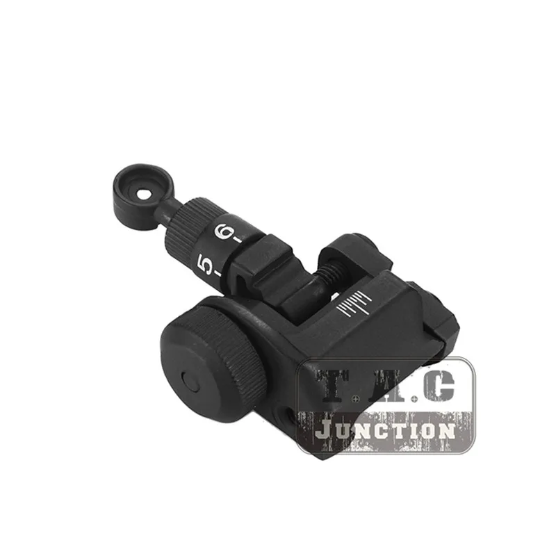 Tactical SR16 600M Flip-Up Folding Backup Iron Adjustable Rail Mount Rear Sight
