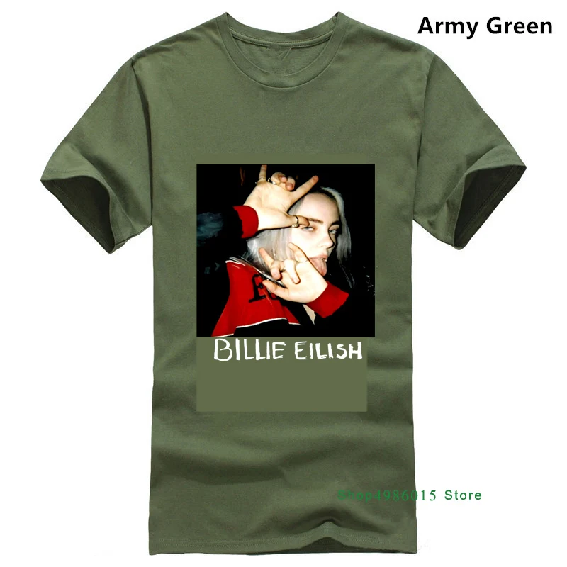 Billie Eilish Fans футболка, мы любим Billie Eilish, черная Хлопковая мужская S-3XL, новинка, крутые топы, Мужская футболка с коротким рукавом - Цвет: Армейский зеленый