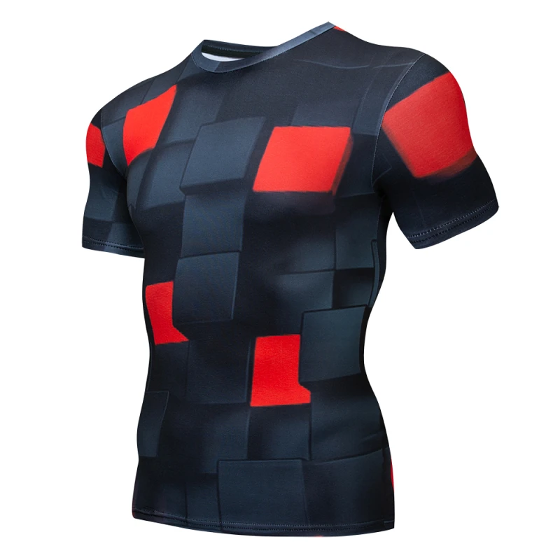 

2018 Summer 3D Fitness T-Shirt Gyms quick-drying compression shirt Outdoor running exercise sports slim tops Cool t-shirt