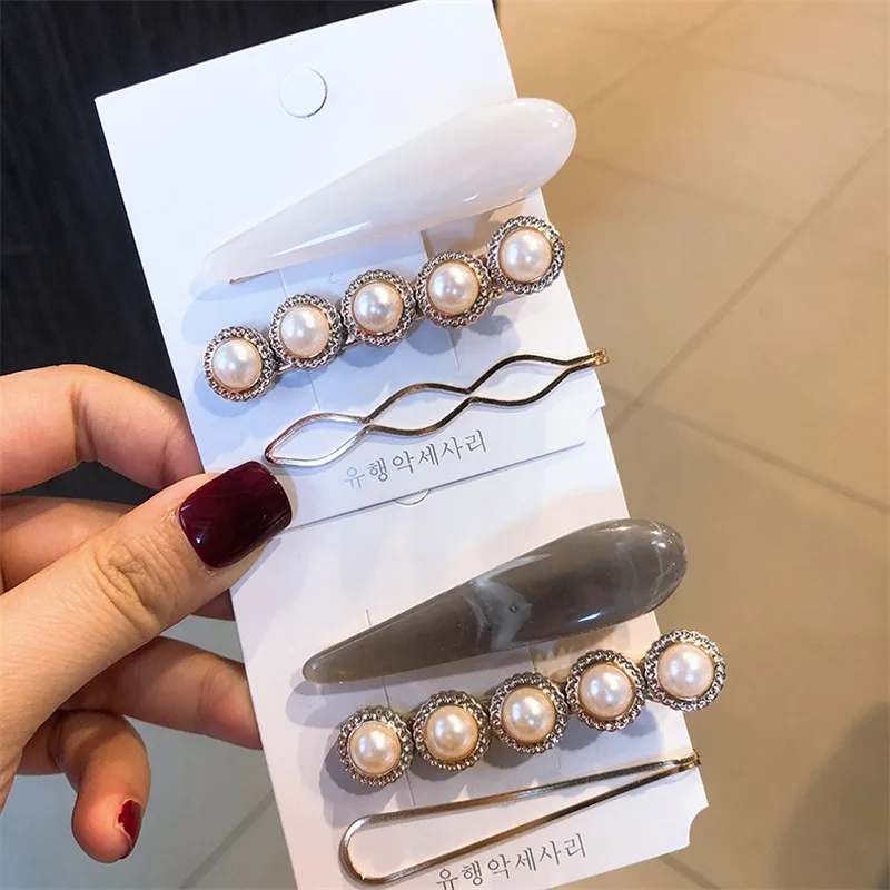 

1 Set Design Korea Japan Metal Gold Pearl Irregular Acetate Hair Clip for Women Girl Wedding Party Hair Accessories Jewelry A30