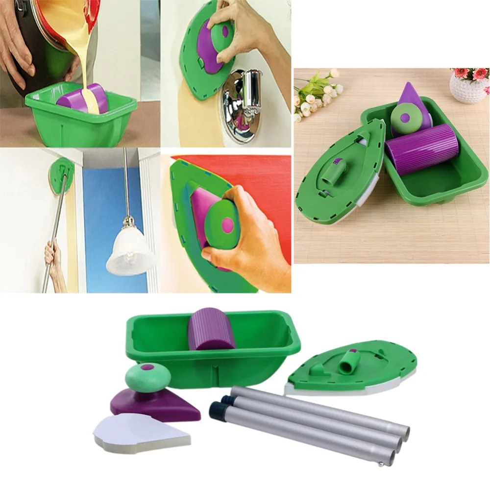 

9pcs/Set Multifunction Paint Roller Tray Sponge Pads Handles Kits Household Painting Brush Set Wall Room Decorative Hand Tools