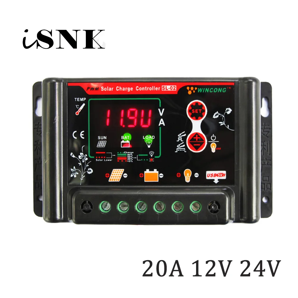 

20A 12V 24V Solar Panel Charge Controllers Regulator 3.7V 12.8V 25.6V 11.1V 14.8V 22.2V LI LI-ION NI-MH LiFePO4 Battery