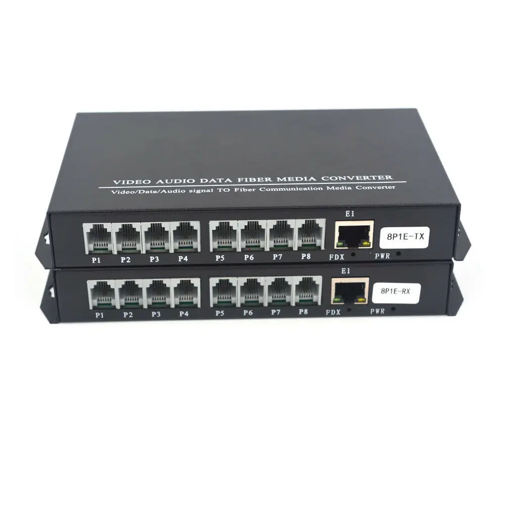 

8 Channels PCM Voice Telephone Tel over Fiber Optic Converters 100M Ethernet SC