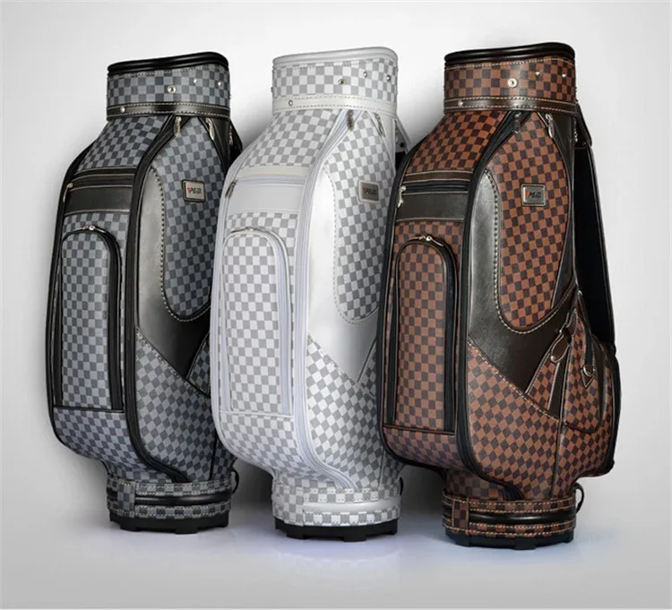 Free Shipping Women/Men's Golf Bag With 5 Dividers and PU Plaid Golf