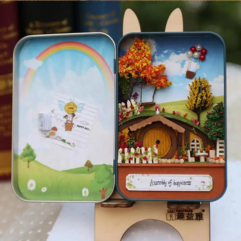 Мечта отход Деревянный DIY ручной коробки секрет мини игрушка хижина творческий подарок на день рождения Box секрет пейзажа сделай сам дом