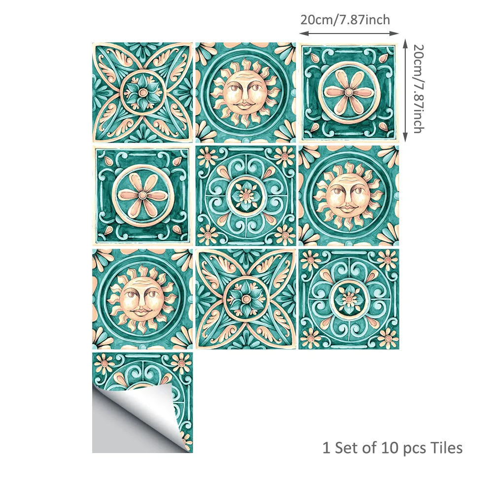 10pcs/set 15/20cm DIY Italy Style Mosaic Wall Stickers Waist Line Kitchen Adhesive Bathroom Toilet Waterproof PVC Wall Sticker