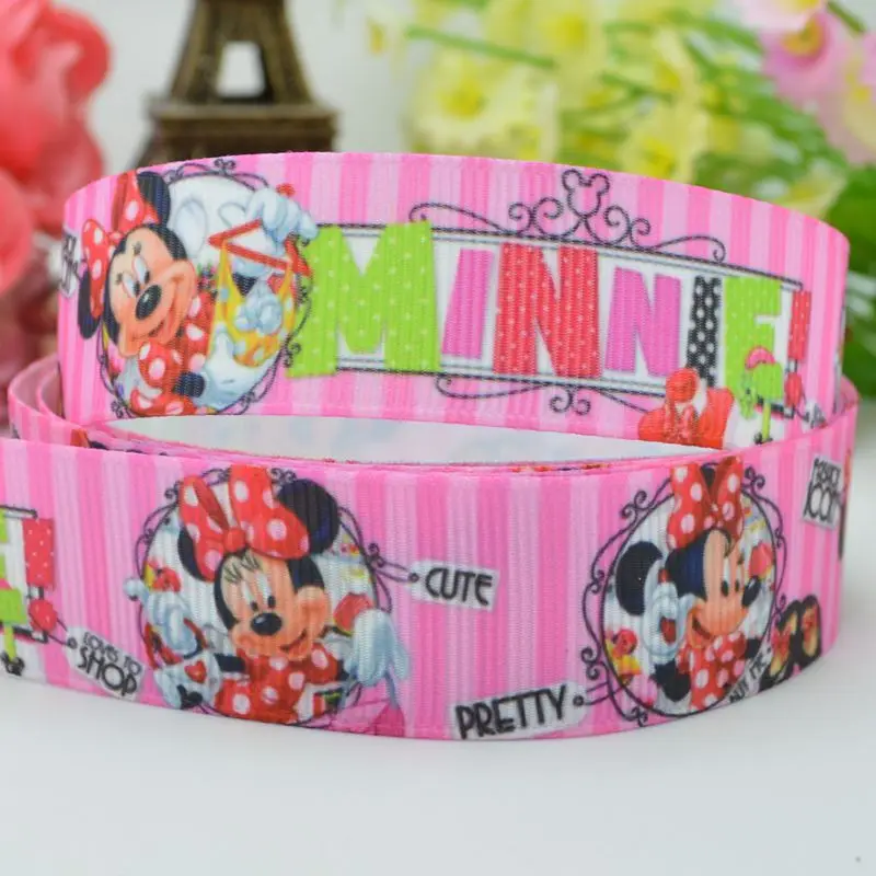 DUWES 7/8 "22 мм 2 5 10 20 50 ярдов Минни мультфильм напечатанный grosgrain лента бант для