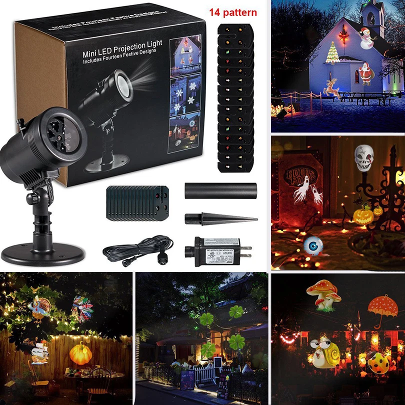 

Outdoor Projector Light Christmas Party LED Laser Projector Light with 14 Switchable Patterns Waterproof Landscape Spotlight