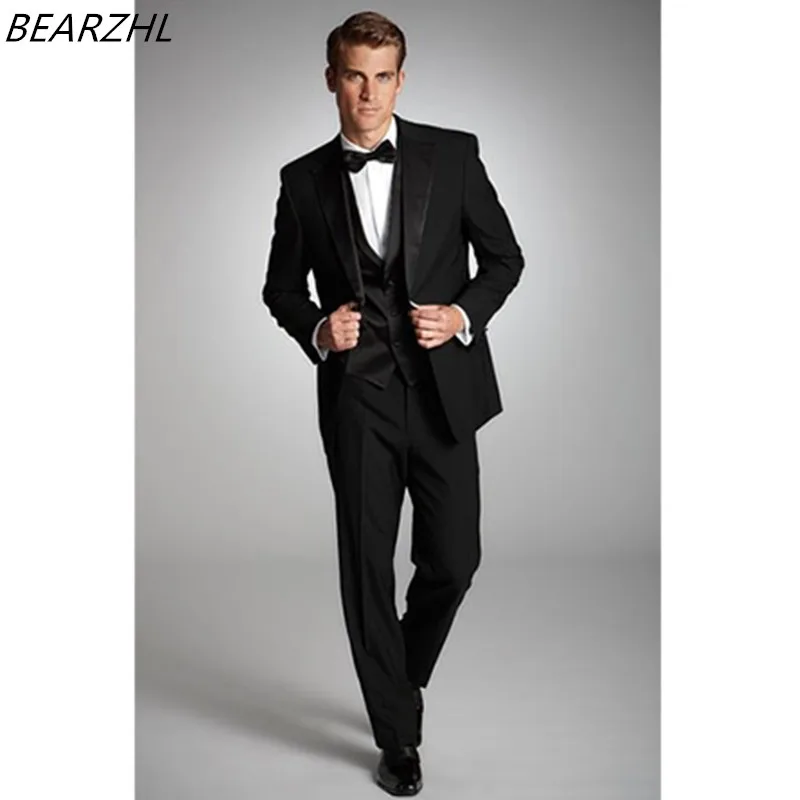 Bruiloft jas voor man kostuums voor bruidegom smoking black 3 stuk pak feestjurk mannen pak Bruiloft jas voor man kostuums voor bruidegom smoking black 3 stuk pak feestjurk mannen pak