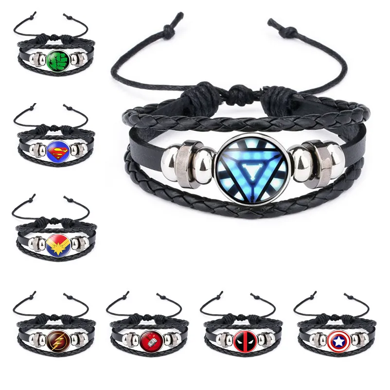 

The Avengers 4 Endgame Iron Man Cosplay Bracelet Kids Adult Captain America Cowhide Rope Hand Strap Telescopic Wristband jewelry