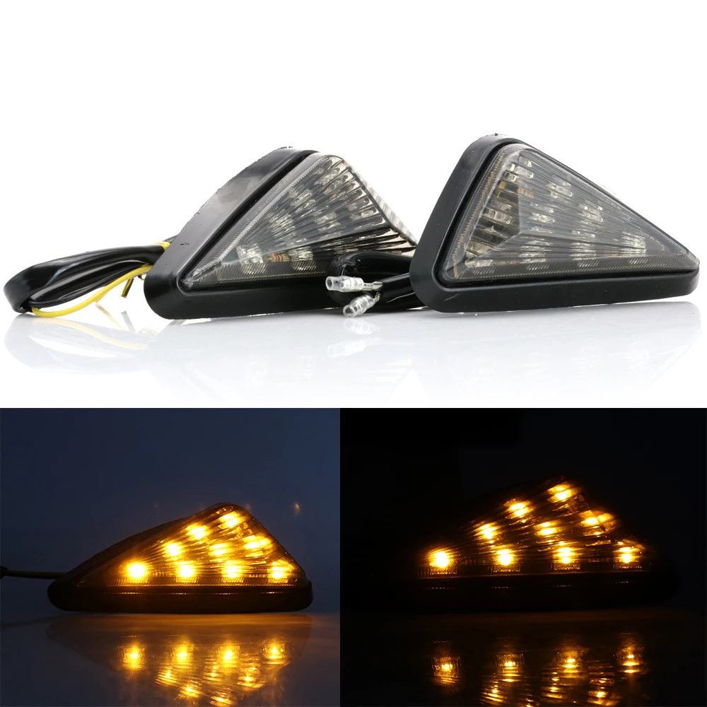Pair 9 Leds Motorcycle Triangle Turn Signal LED Lights Flash Lamp Mount