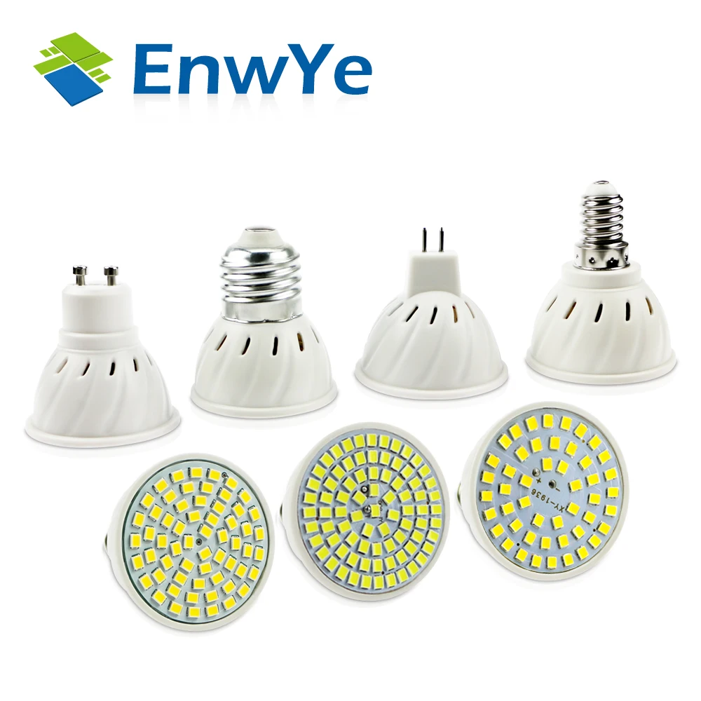 EnwYe E27 E14 MR16 GU10 Lampada LED Bombilla 220 V 240 V Bombillas LED de la lámpara del proyector 48 60 80 LED 2835 SMD lámpara lugar cfl EnwYe E27 E14 MR16 GU10 Lampada LED Bombilla 220 V 240 V Bombillas LED de la lámpara del proyector 48 60 80 LED 2835 SMD lámpara lugar cfl