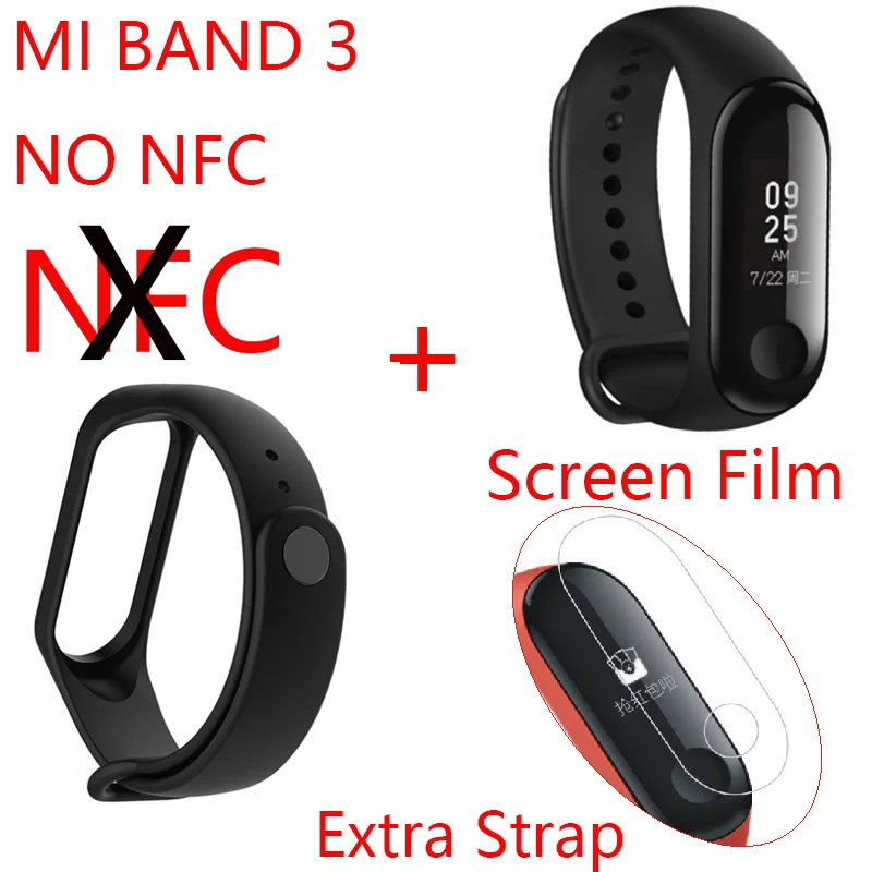 Руссина английское меню Xiaomi mi Band 3 mi Fit 3 фитнес-браслет трекер NFC 5ATM сенсорный экран для сердечного ритма монитор смарт-браслет - Цвет: band 3 NO NFC