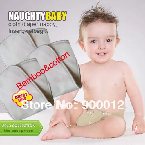 NaughtyBaby бамбук и хлопок 20 шт 4 слоя все бамбуковые органические хлопковые детские водонепроницаемые прокладки высококачественный органический вкладыш в подгузник