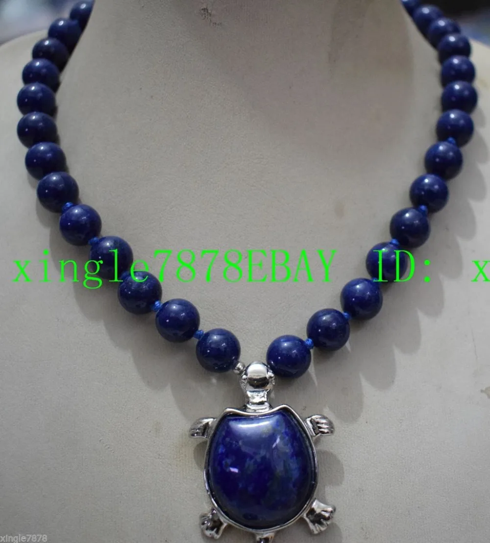 

Free Shipping **Natural 8mm Blue Egyptian Lapis Lazuli Gems Necklace Pendants tortoise