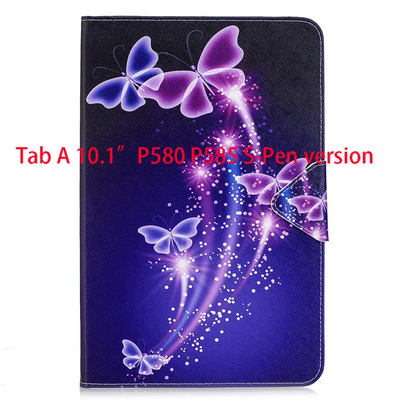 B016 Чехол для планшета для samsung Galaxy Tab A, A6, 10,1,, P580, P585, SM-P580, с S ручкой, чехол, модный, для девочек, с кошкой, с подставкой, кожаный чехол - Цвет: B016