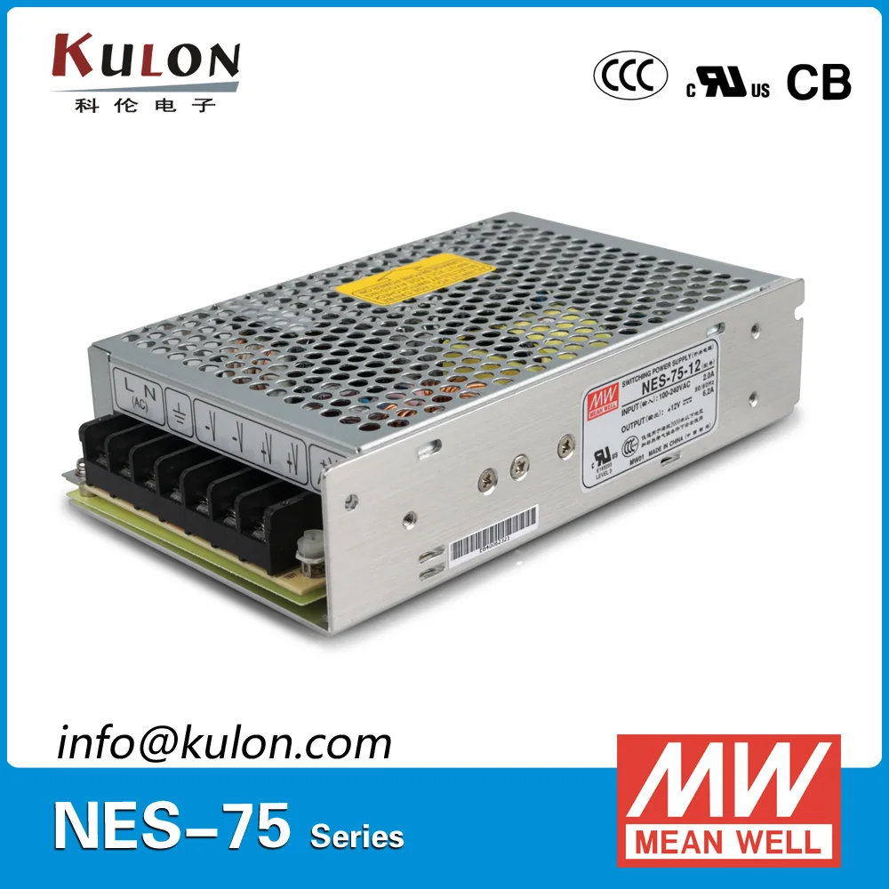 Meanwell NES-75-12 с одним выходом 75 Вт 6.2A 12 В Mean well Источник питания CB UL EMC CCC