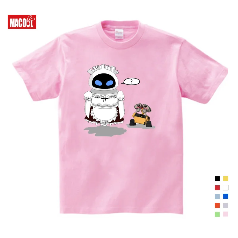 Забавная футболка с мультипликационным принтом «Wall-E Eve Robot» Homme Jollypeach, новая дышащая футболка, Детская футболка с короткими рукавами, 4, 6, 8 лет - Цвет: T-shirt