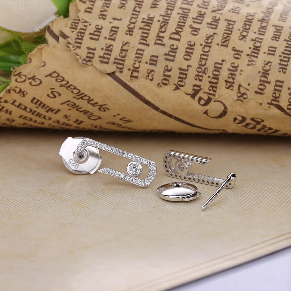 Goede Slovecabin 2018 Punk Rock Silver Pure Crystal CZ Bewegen Zirkoon Sieraden Fashion Sterling 925 Zilveren Sieraden Pave Drop Earring