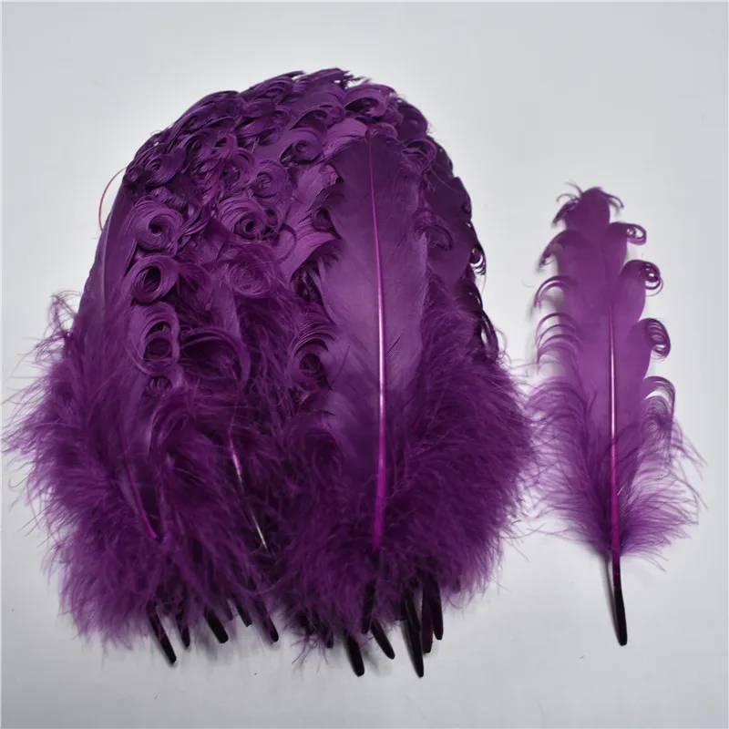 Purple Red 20 шт./партия красное завитое гусиное перо 13-18 см/5-7 дюймов DIY декоративные перья для рукоделия костюмы на Хэллоуин/шляпа свадебные декоративные плащи - Цвет: Purple Red