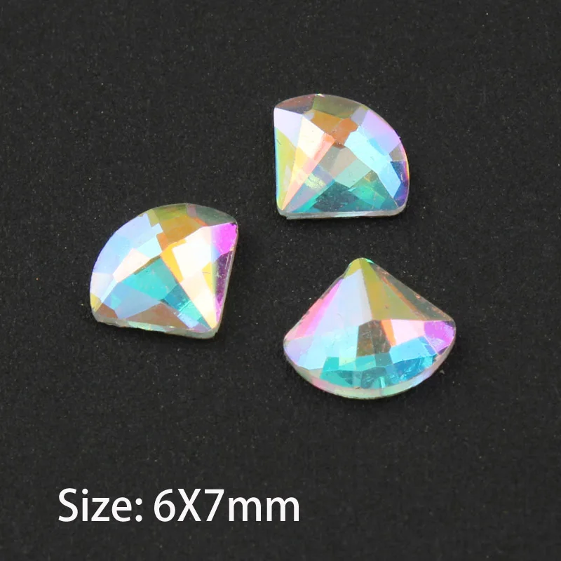 Лучшие продажи кристалл AB 3D дизайн ногтей Стразы необычной формы кристаллы и камни для DIY художественное оформление ногтей - Цвет: Sector 6X7mm
