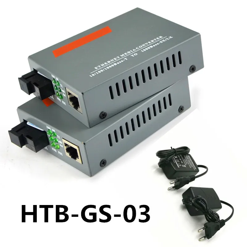 

5 Pair HTB-GS-03 A/B Gigabit Fiber Optical Media Converter 1000Mbps Single Mode Single Fiber SC Port External Power Supply