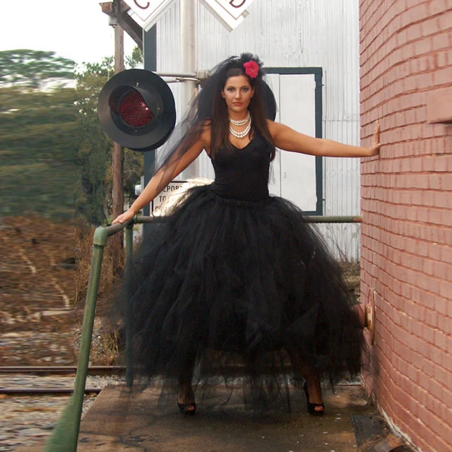 da di di partito gotica per donnevestiti Tulle Halloween lunga gonfiata le nera Gonna 80wOmnNv