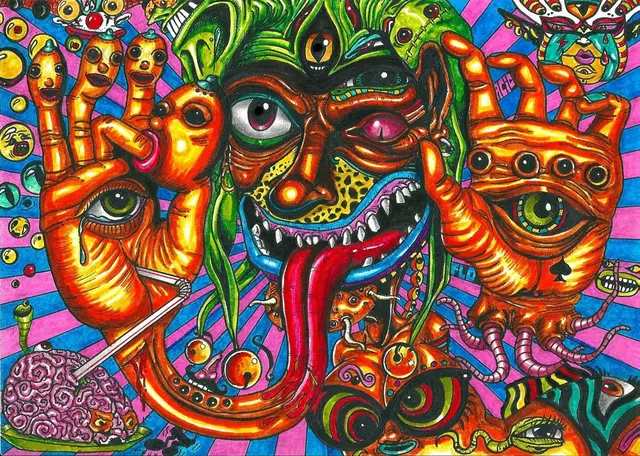 psychedelic trippy art fabric