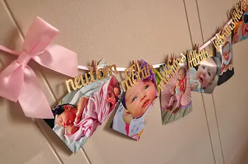 

1st Birthday Monthly banner, high chair banner,First Birthday Photo Banner,Pink and Gold Birthday,glitter monthly photo banner