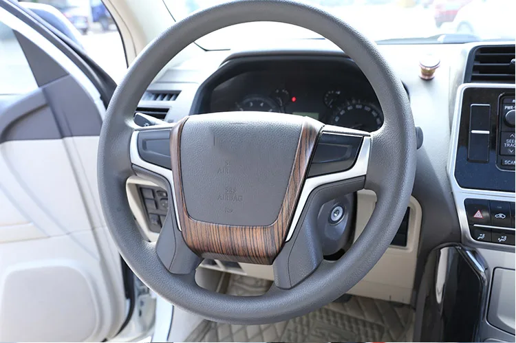 

Pine Wood Grain For Toyota Land Cruiser Prado FJ150 150 2018 Car Accessories ABS Steering Wheel Decoration Cover Strips Trim