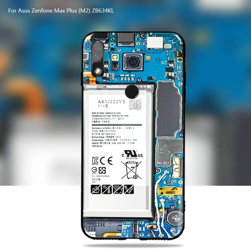 Чехол для Asus Zenfone Max Plus (M2) ZB634KL интересный чехол из мягкого ТПУ с рисунком батареи