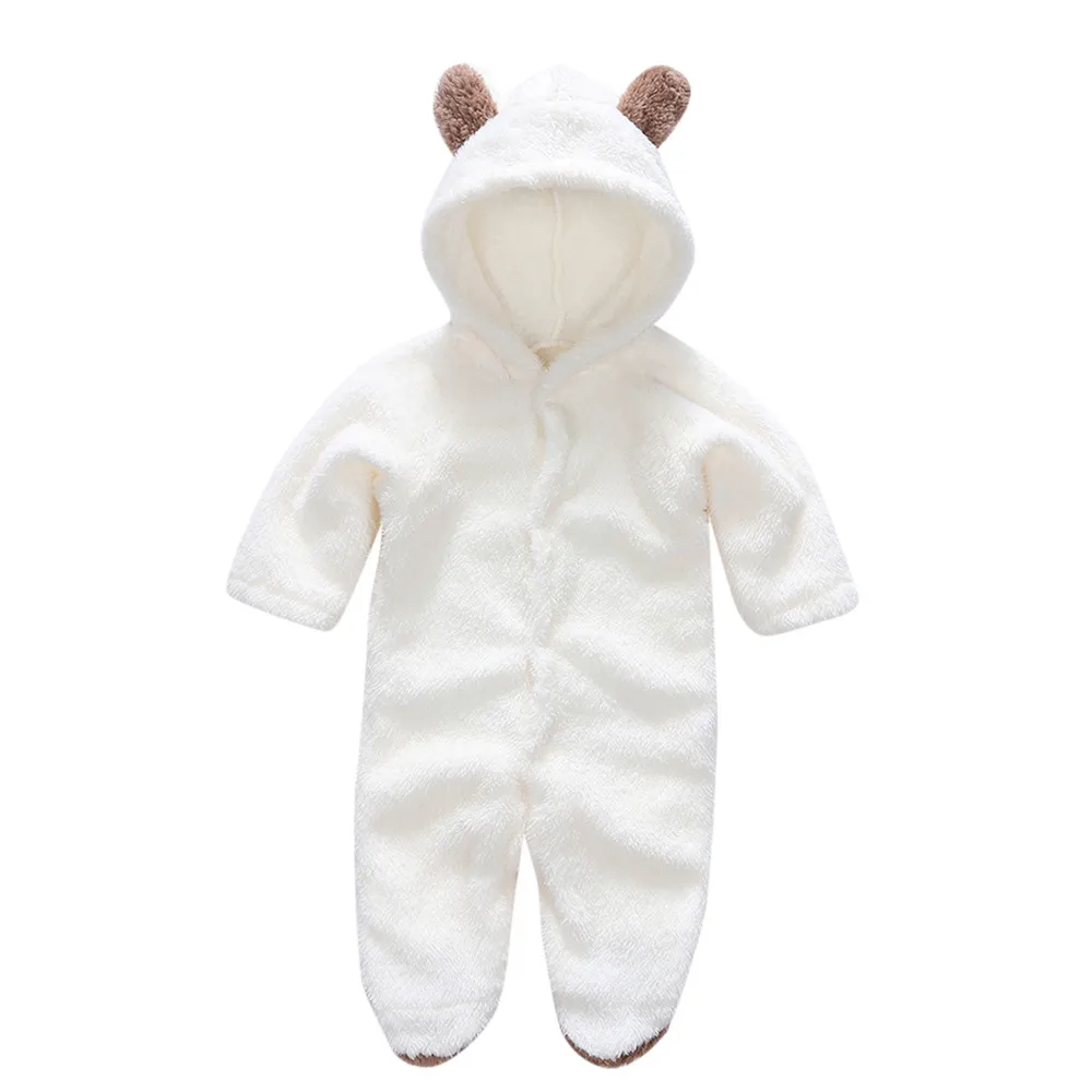 Muqgew для новорожденных Для маленьких мальчиков и девочек одежда с длинным рукавом, теплые, милые, миленькие в японском стиле с ушками на капюшоне, закрывающие лодыжки, для малышей комбинезон, roupas, infantis,# TX4 - Цвет: Белый