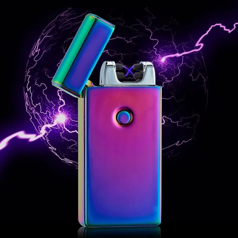 

Double Fire Cross Twin Arc Pulse Electronic Cigarette Lighter Electric Arc Lighter Colorful Charge Usb Lighters Gadgets for Men