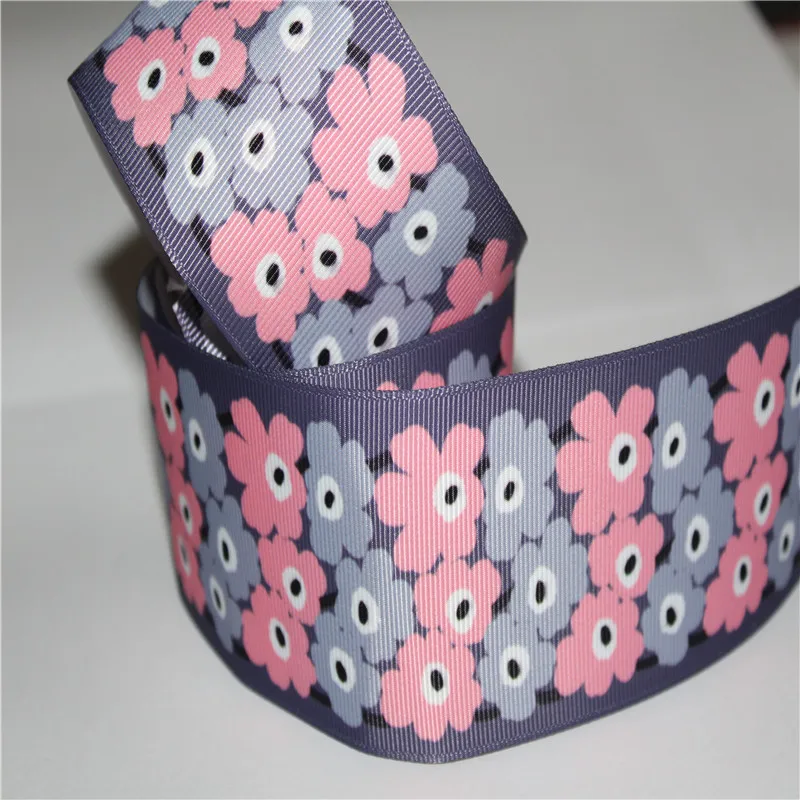 

9 16 22 25 38 50 75 mm Width 100% Polyester Butterfly flower floral Printed Grosgrain Ribbon or Satin Ribbon 50yards , T605