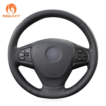 

MEWANT Hand Sew Wrap Comfortable Black Genuine Leather Car Steering Wheel Cover for BMW X3 F25 2010-2017 X5 F15 2013-2017