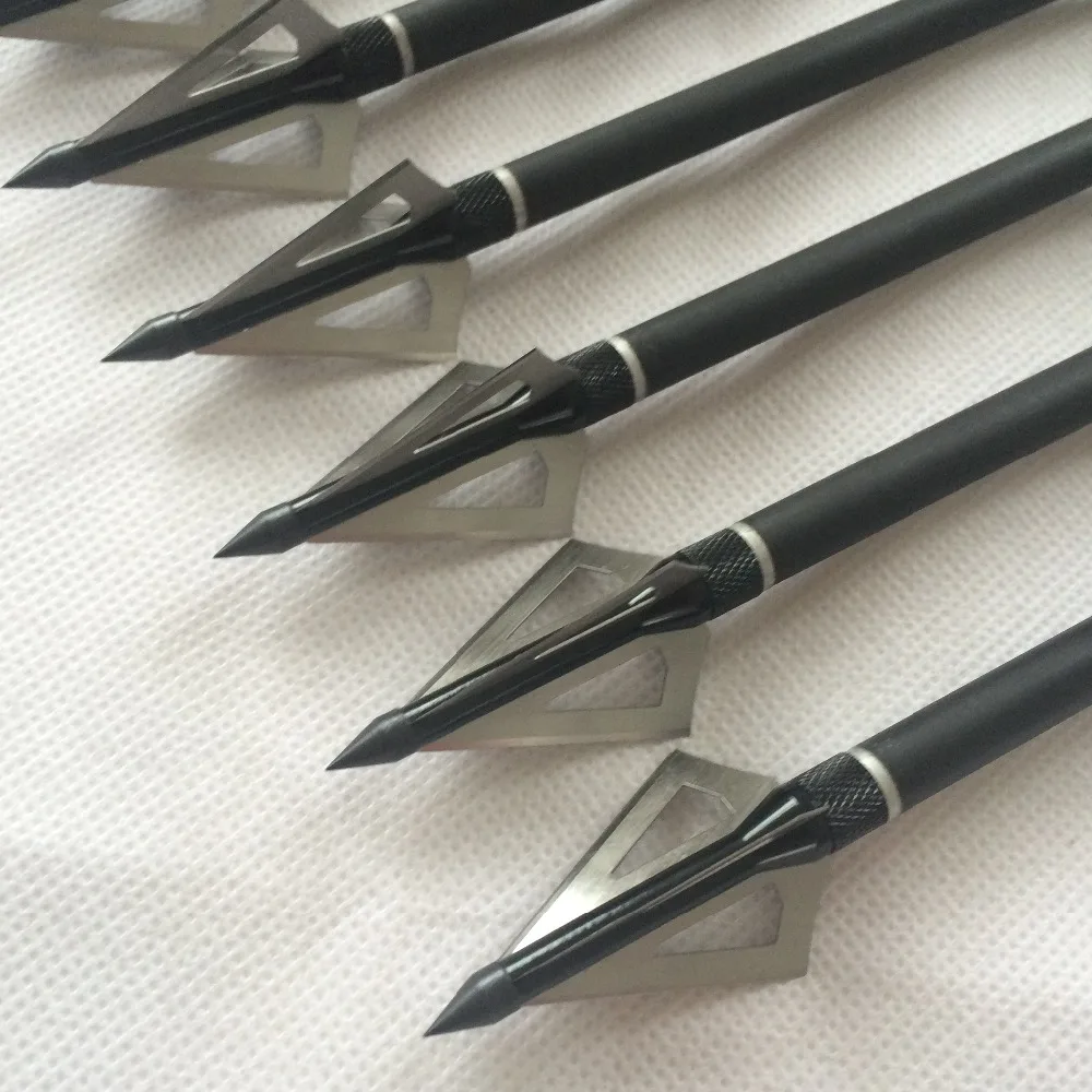hunting broadheads 100 grain 6pcs per lot black color stainless steel broadheads hunting