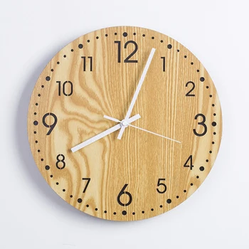 

Nordic simple modern bedroom clocks retro pastoral vintage wood wall clock digital home decor wandklok waterproof clock 50A0844