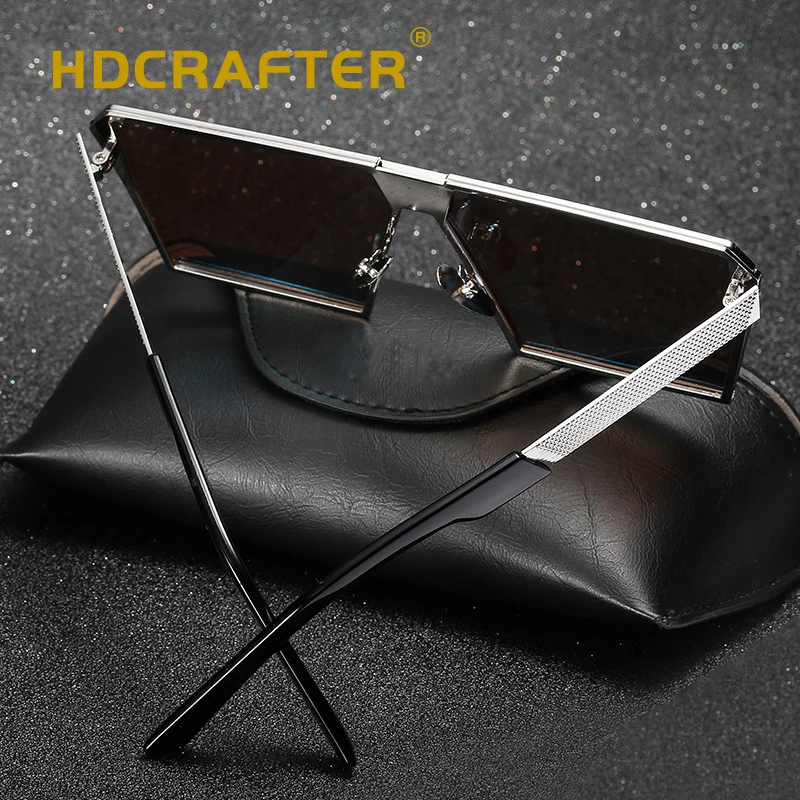 HDCRAFTER негабаритные Квадратные Солнцезащитные очки без оправы для женщин и мужчин зеркальный плоский Топ большие очки Брендовые дизайнерские солнцезащитные очки для женщин