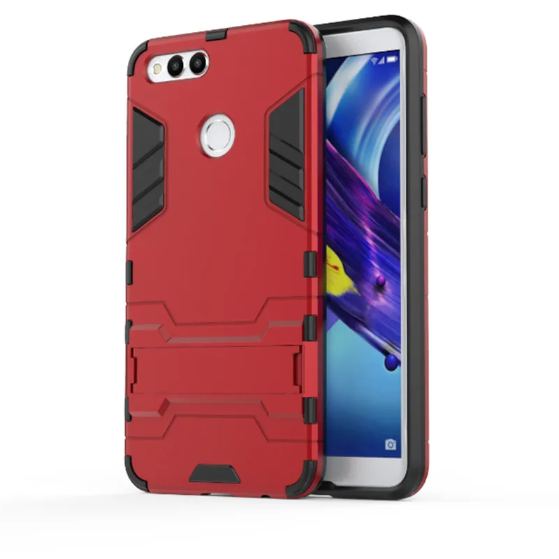 Антидетонационных чехол для huawei Коврики SE Honor 7X Honor7x Y6 Pro Heavy Duty Воздействие гибридный жесткий сзади броня чехол с подставкой