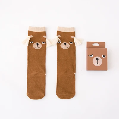 Осенние гольфы для маленьких девочек возрастом от 1 года до 10 лет хлопковые носки для малышей креативного дизайна детские гетры с помпонами - Цвет: C871 brown