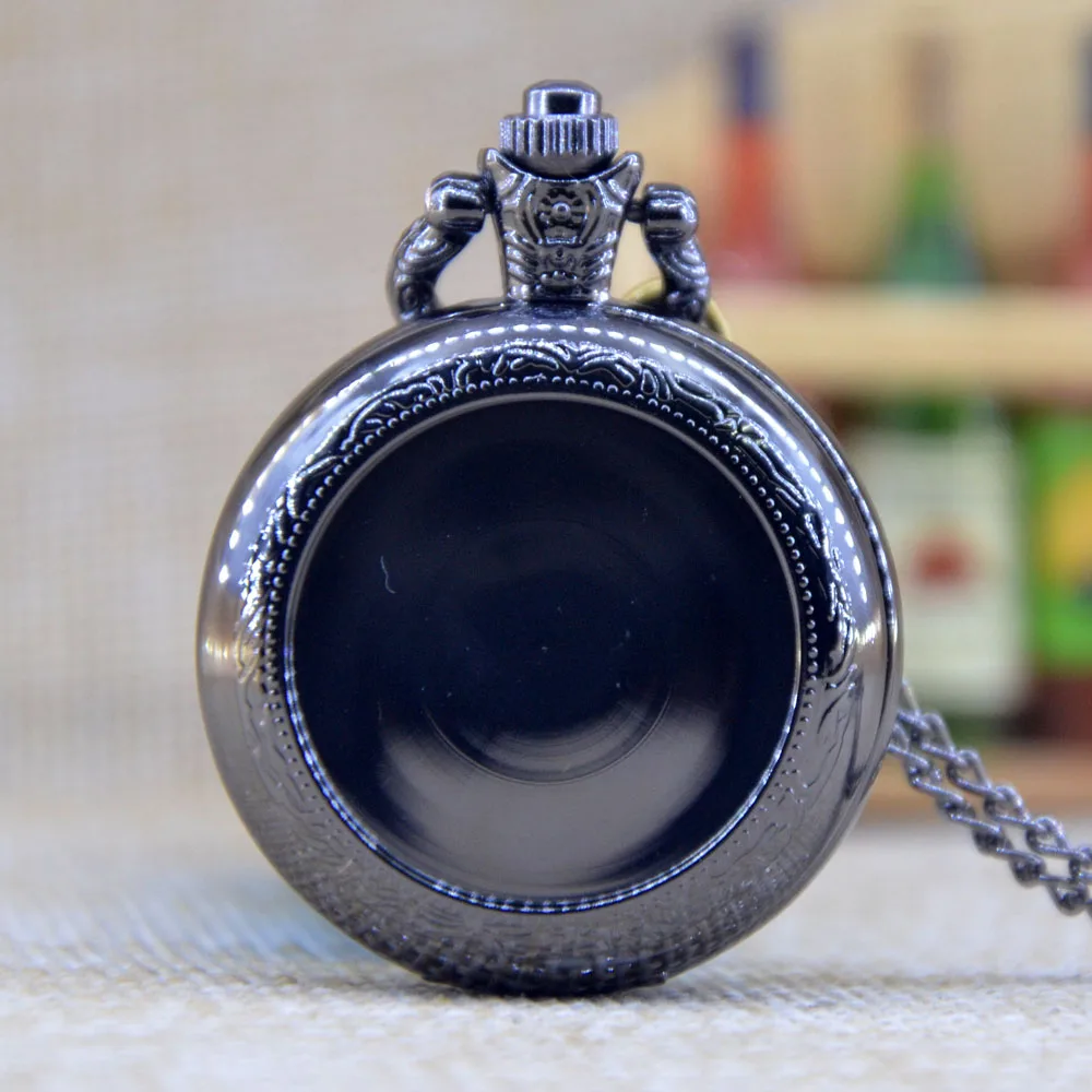 

New Arrivals Black can be affixed photo Steampunk Quartz Pocket Watch Analog Pendant Necklace Mens Womens Pocket&Fob Watch Gift